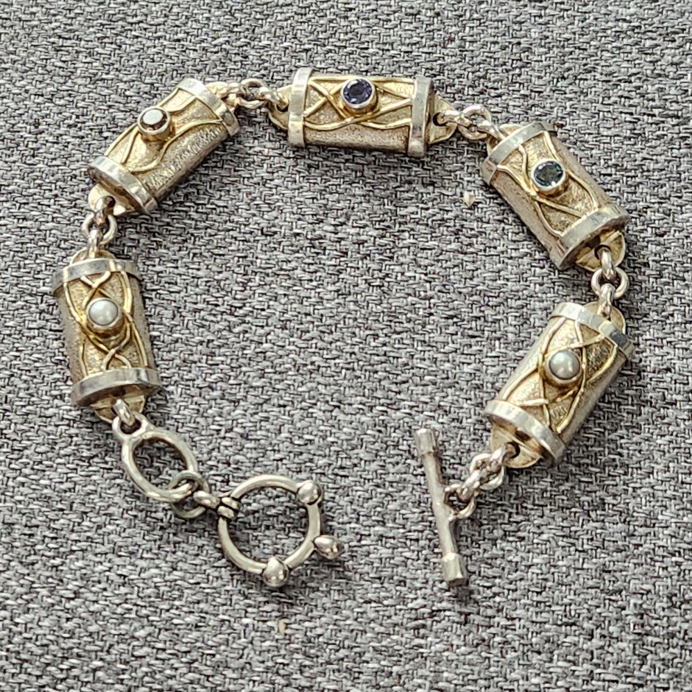 Vintage RARE Michou Sterling Silver and 22k Gold Vermeil Bracelet